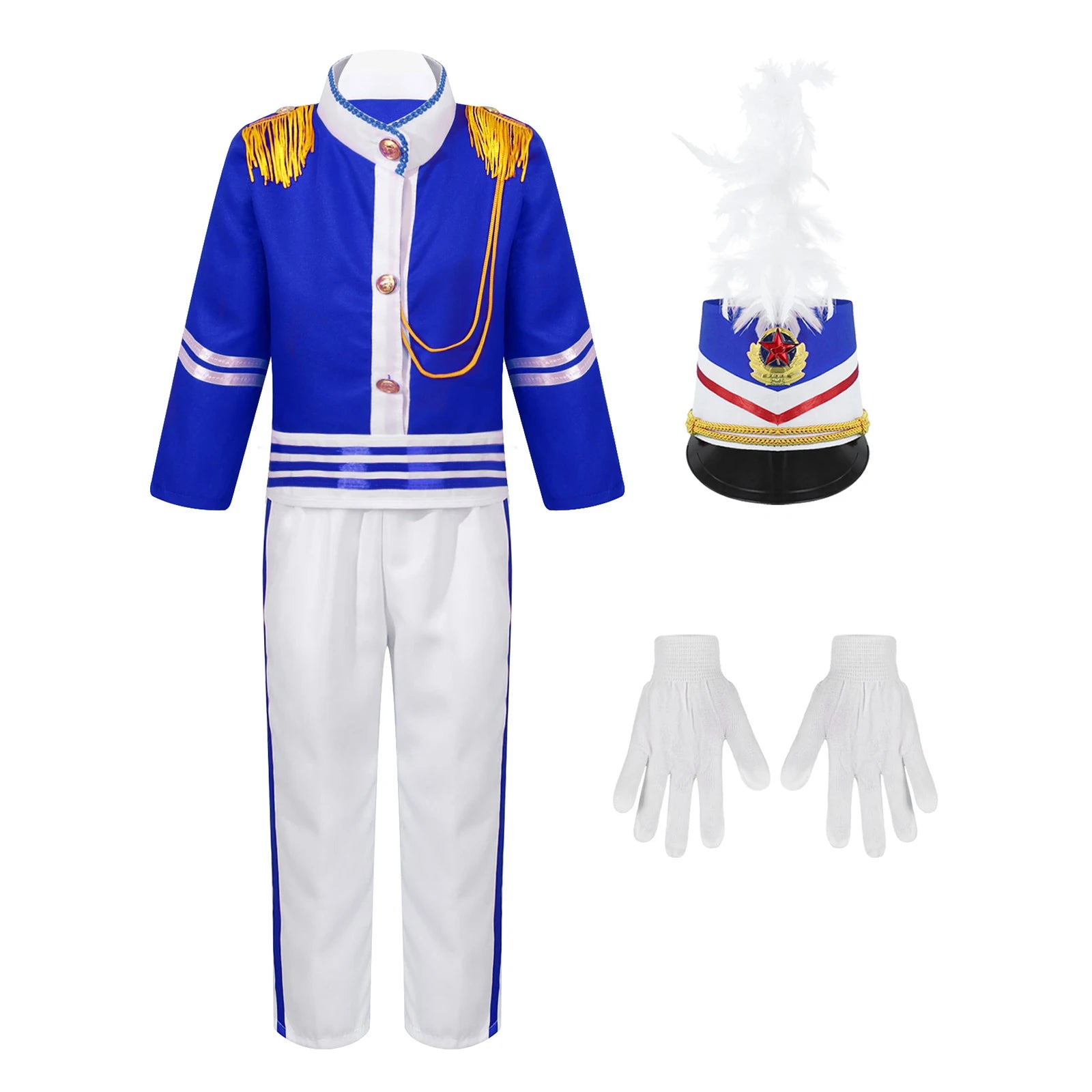 Boys/Girls Nutcracker Drum and Trumpet Team Costume (Age 4-12YRS) Royal Blue A