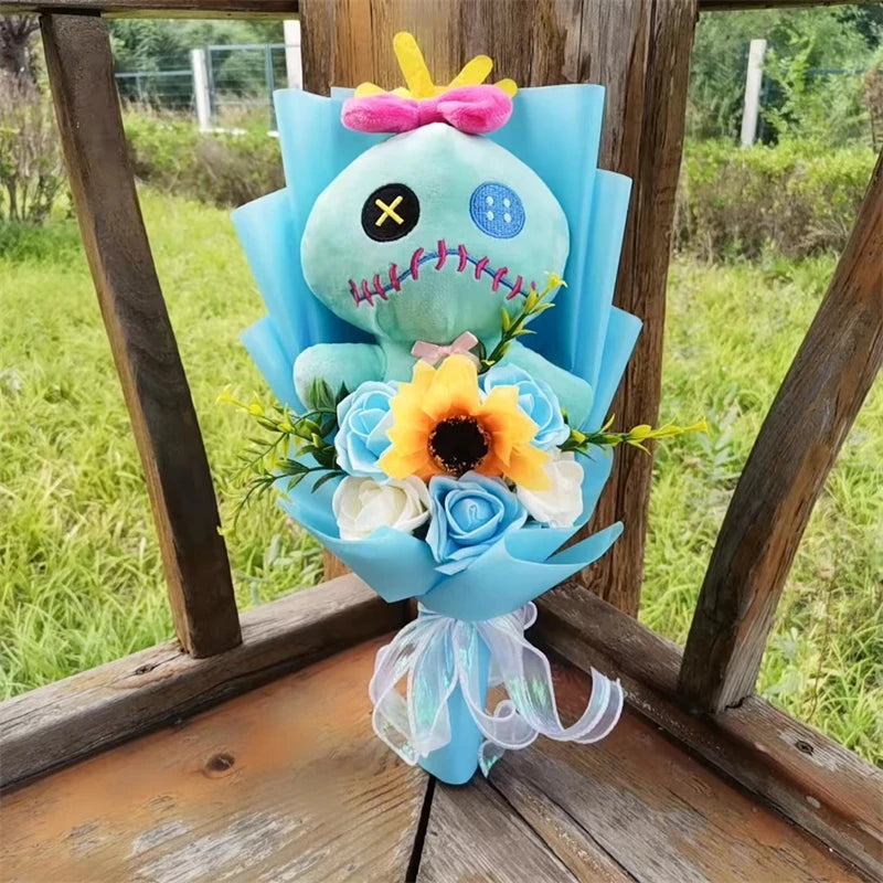 Lilo & Stitch Plush Flower Model Bouquet | Soft Plush Rose Bouquet - Valentines Gift