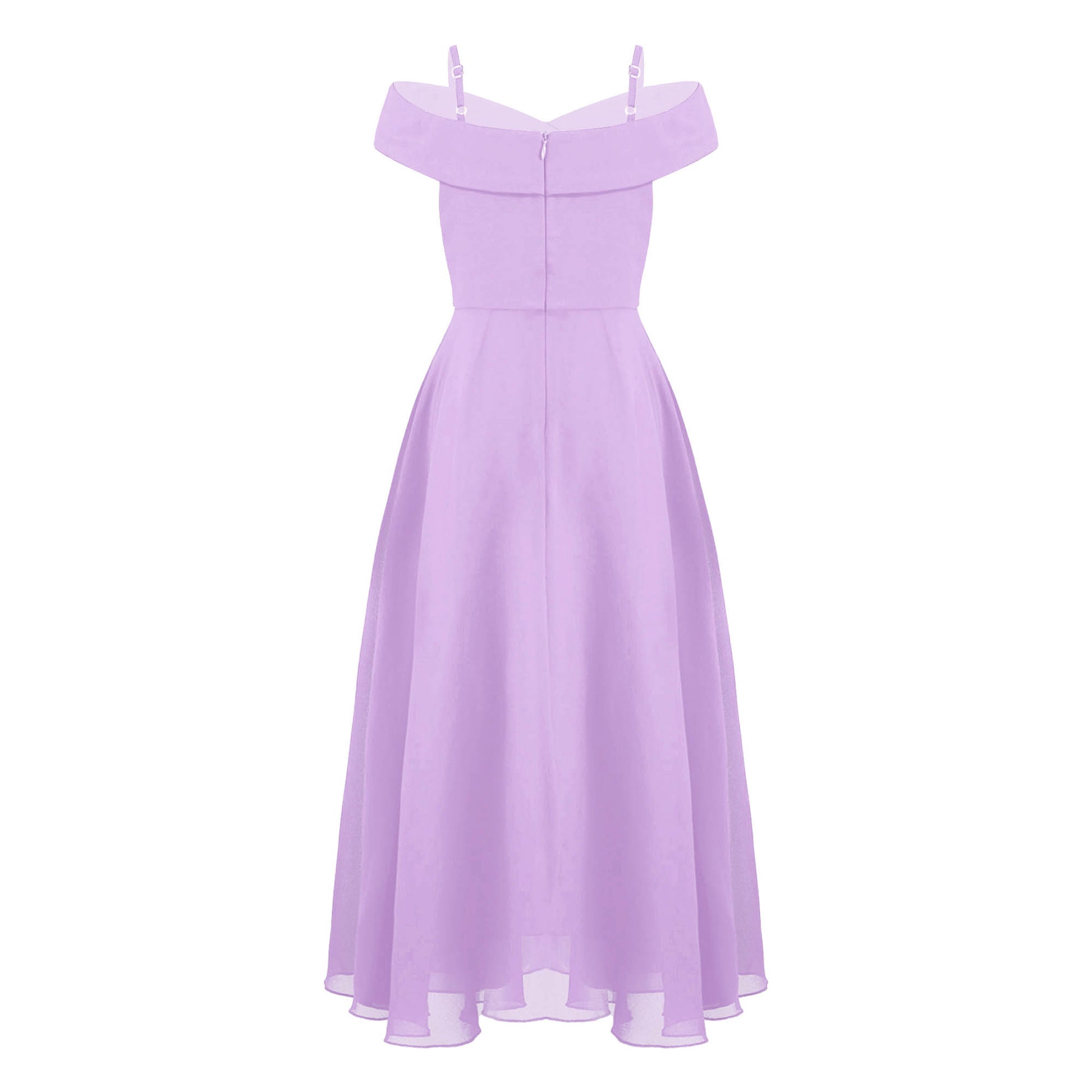 Girls Chiffon Off-the-Shoulder Adjustable A-Line Dress (Age 4-16 YRS)