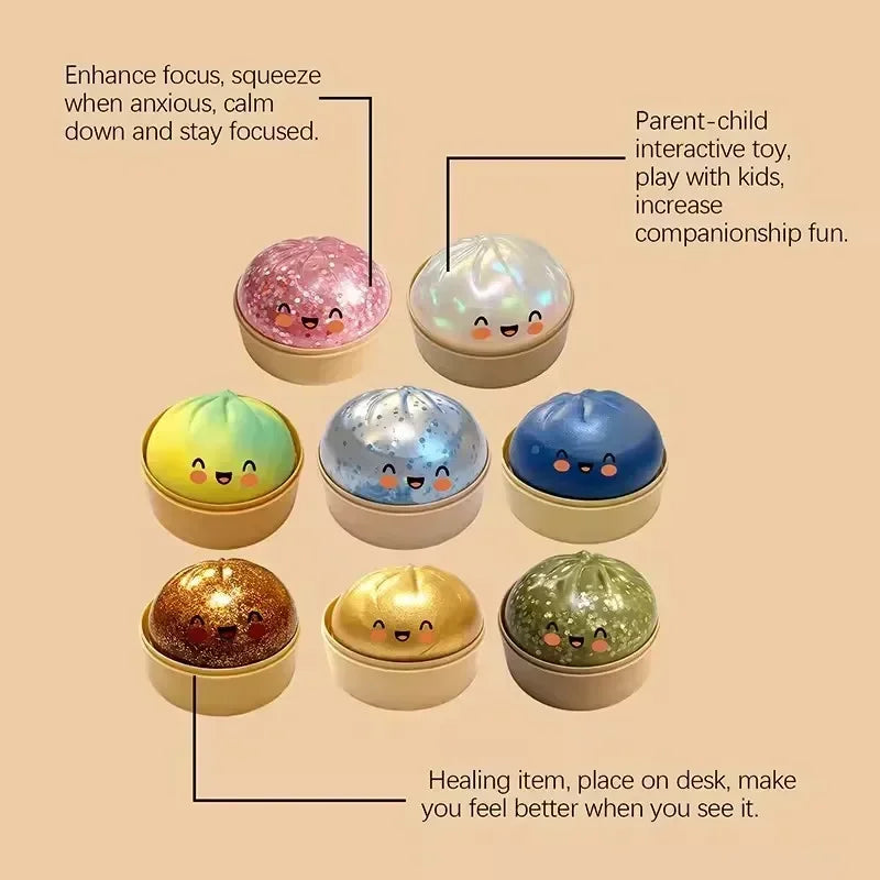 Ultra Rare Gold Glitter Dumpling Squishy – Sensory Stress Toy