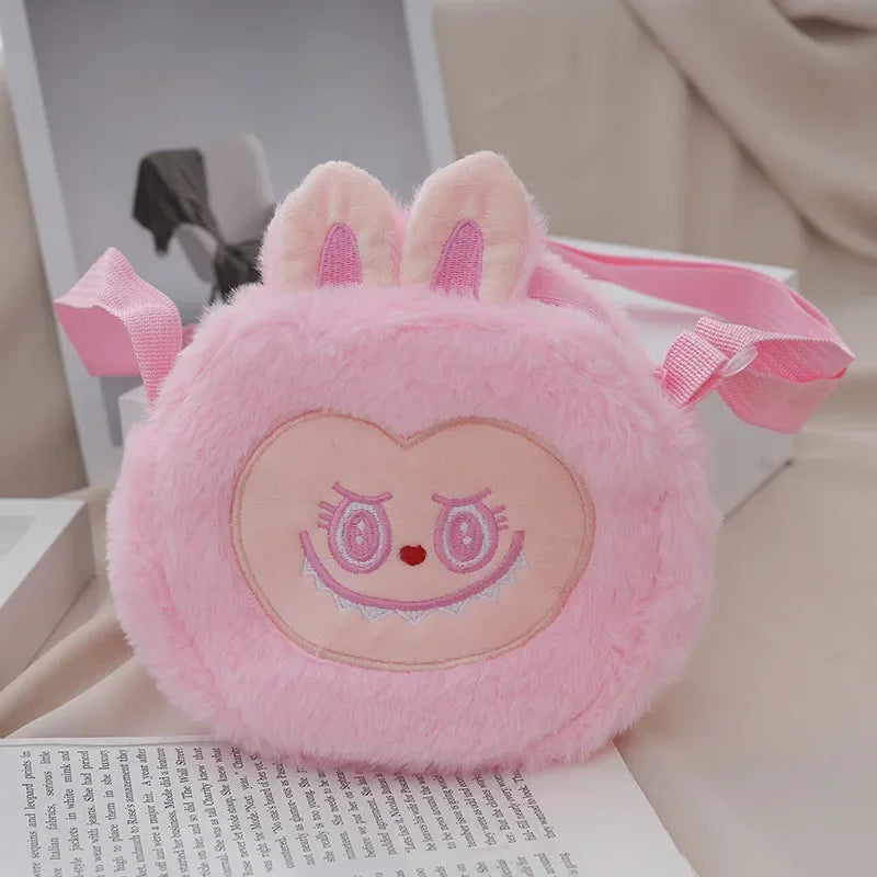Labubu Furry Plush Shoulder Bag – Cute Kawaii Crossbody Cartoon Bag 04 Multicolor