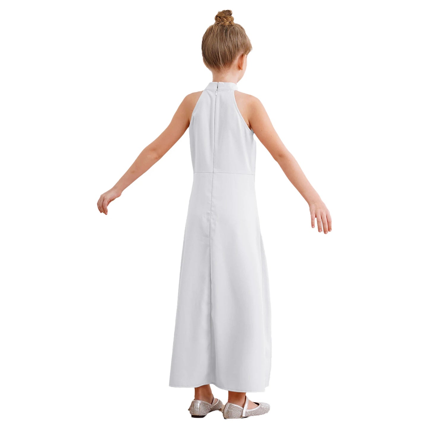Girls Elegant Sleeveless High-Low Skirted Jumpsuit (Age 6-16YRS)