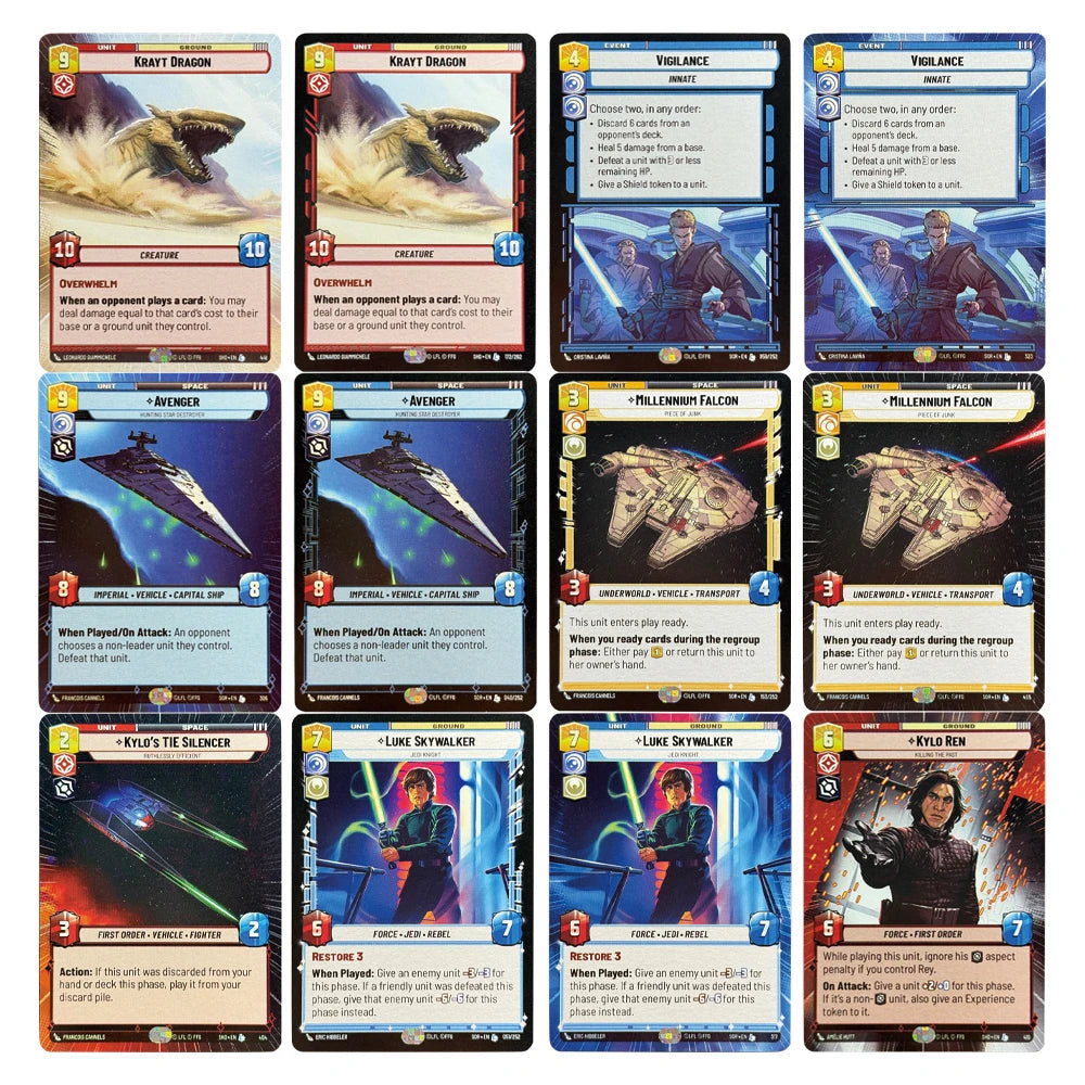 Star Wars Unlimited Proxy Card Set – Red Command Series | Boba Fett, Bodhi Rook, DJ Tech, Aggression & Barrage | Casual Play & Display