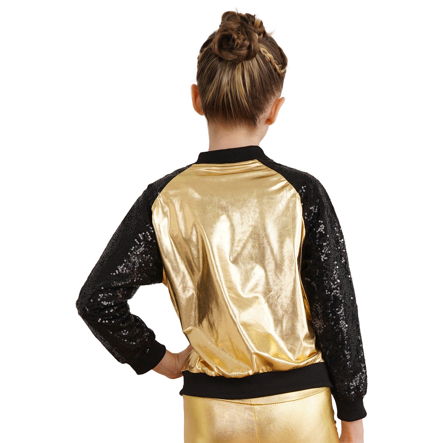 Girls Metallic Long Sleeve Zipper Jacket (Age 6-16 YRS)