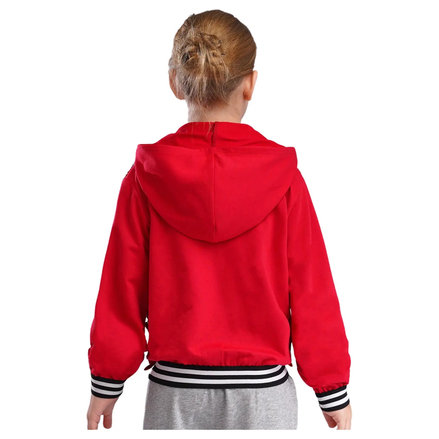 Girls Metallic Shiny Sequins Hooded Jacket (Age 6-16 YRS)