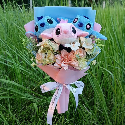 Disney Lilo & Angel Plush Bouquet | Cute Anime Stitch Plush Dolls - Valentines Gift Multi 2