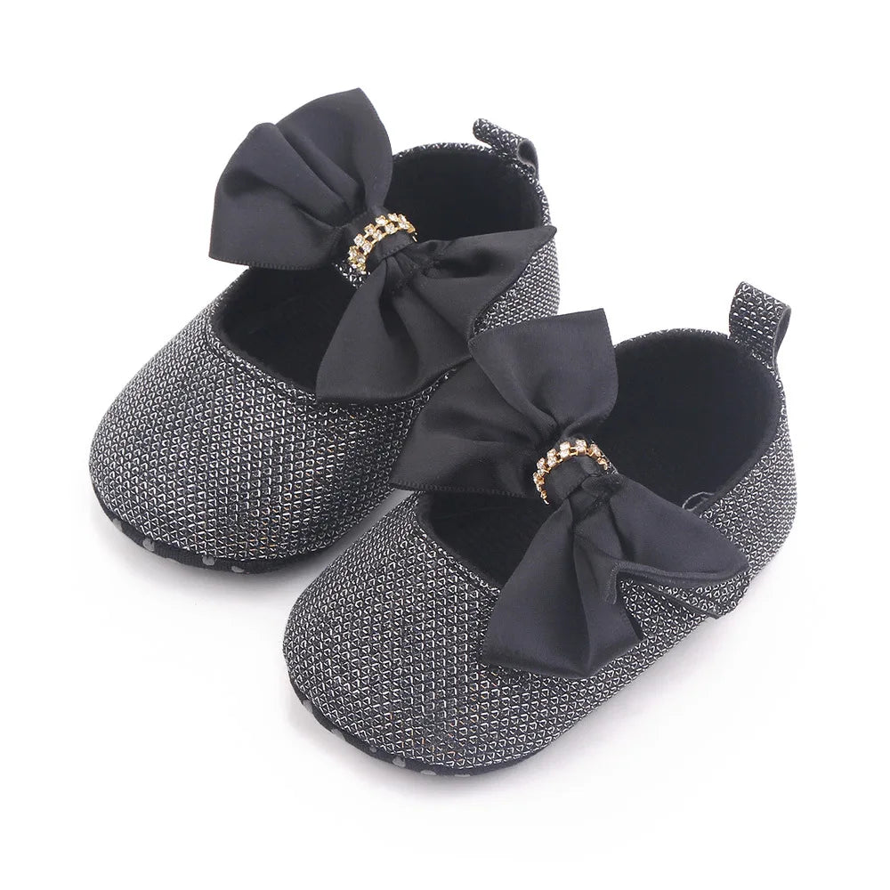 Baby Girls Rhinestone Embellished Shoes (Age Newborn-18M) Black