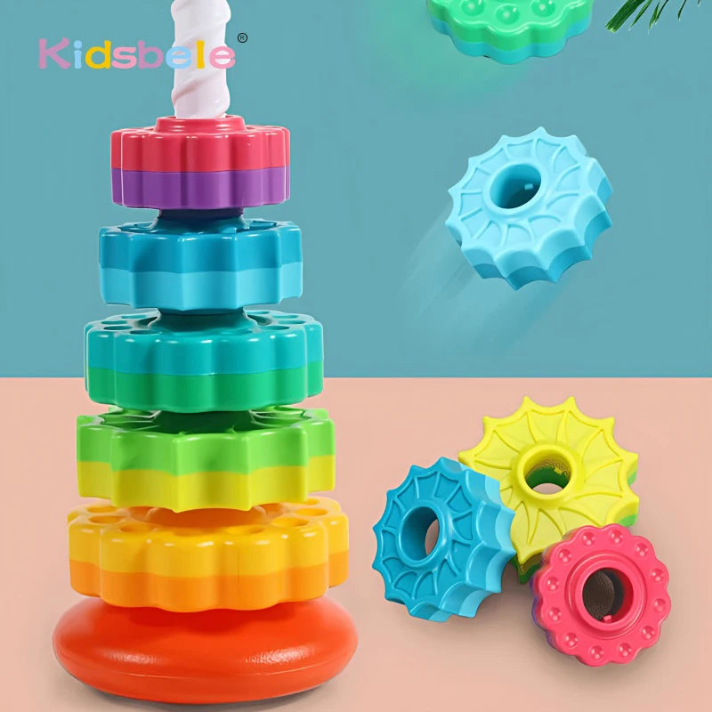 Rotating Rainbow Spinning Stacking Baby Toys