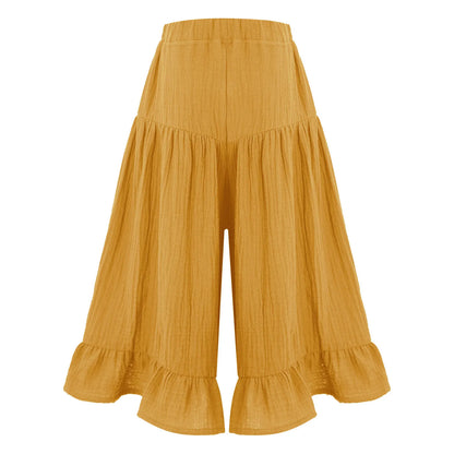 Girls Wide Leg Ruffled Trousers (Age 6M-8YRS)
