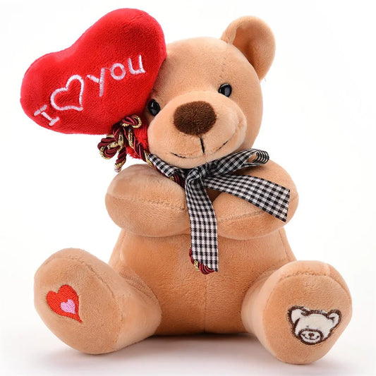 18cm Teddy Bear Holding Heart Plush Toys Stuffed Animals Kids Toys Soothing Toys Valentine's Day Christmas Birthday Gifts