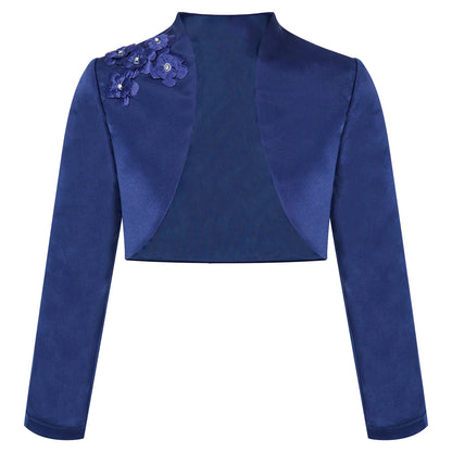 Kids Girls Long Sleeve Satin Shrug Jacket (Age 4-14 YRS)
