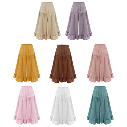 Girls Wide Leg Ruffled Trousers (Age 6M-8YRS)