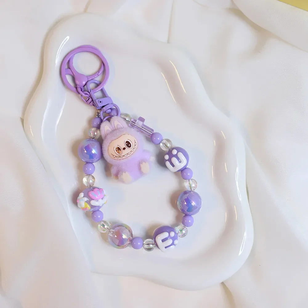 Labubu Doll Keychain Beaded Backpack Pendant