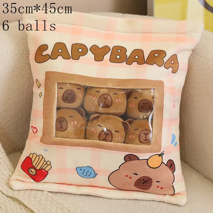 Plush Bag Of Capybara Snack Pudding Stuffed Toy - 35cmx45cm