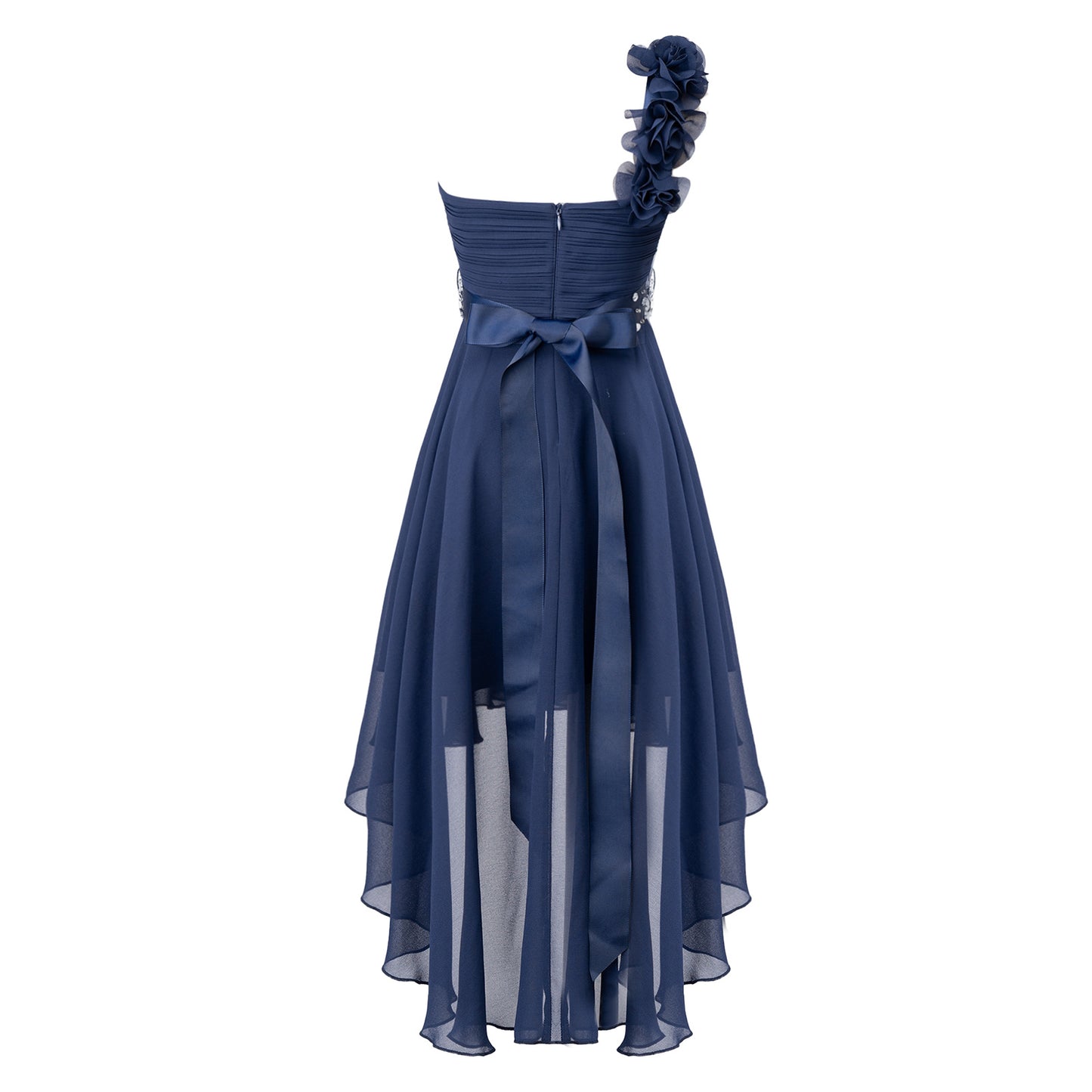 Girls One Shoulder Asymmetrical Hem Dress (Age 6-16 YRS)