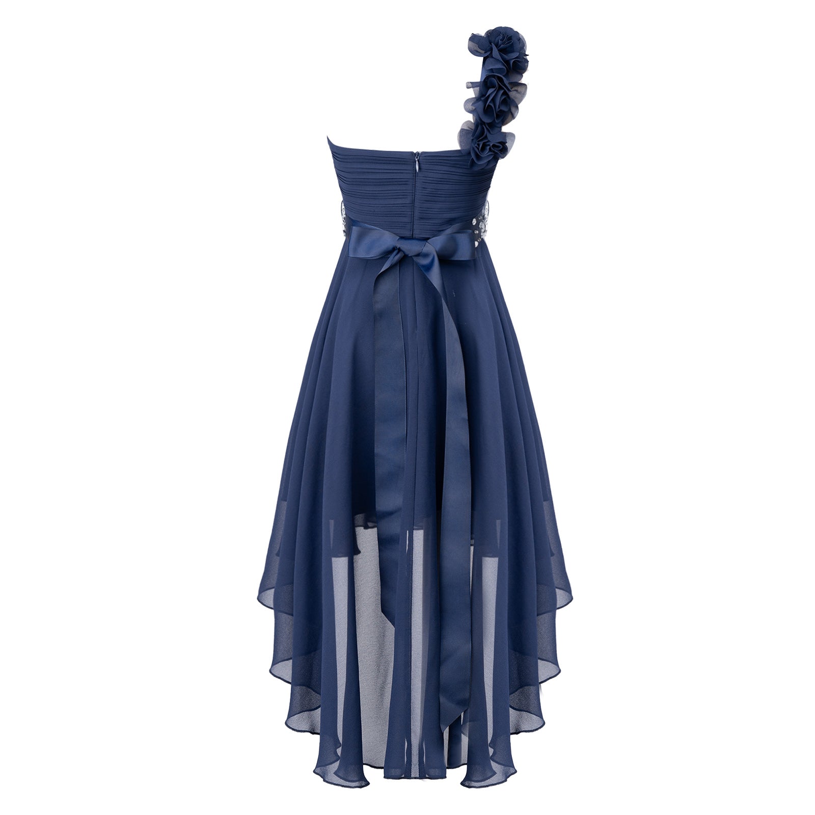 Girls One Shoulder Asymmetrical Hem Dress (Age 6-16 YRS)