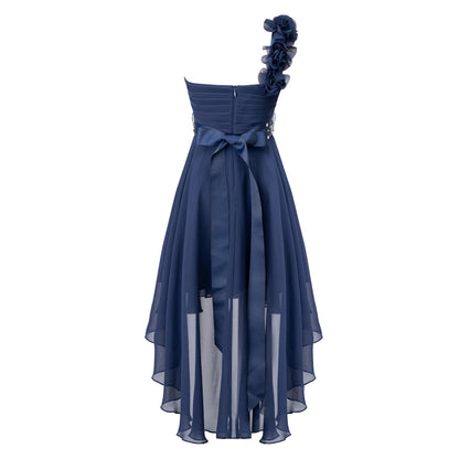 Girls One Shoulder Asymmetrical Hem Dress (Age 6-16 YRS)