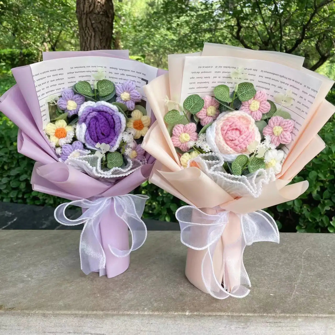 Plush Crochet Gift Flower Bouquet Tulip