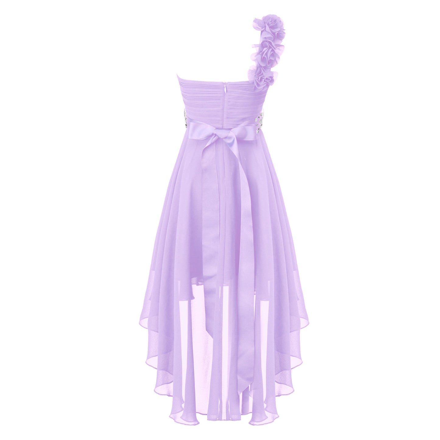 Girls One Shoulder Asymmetrical Hem Dress (Age 6-16 YRS)