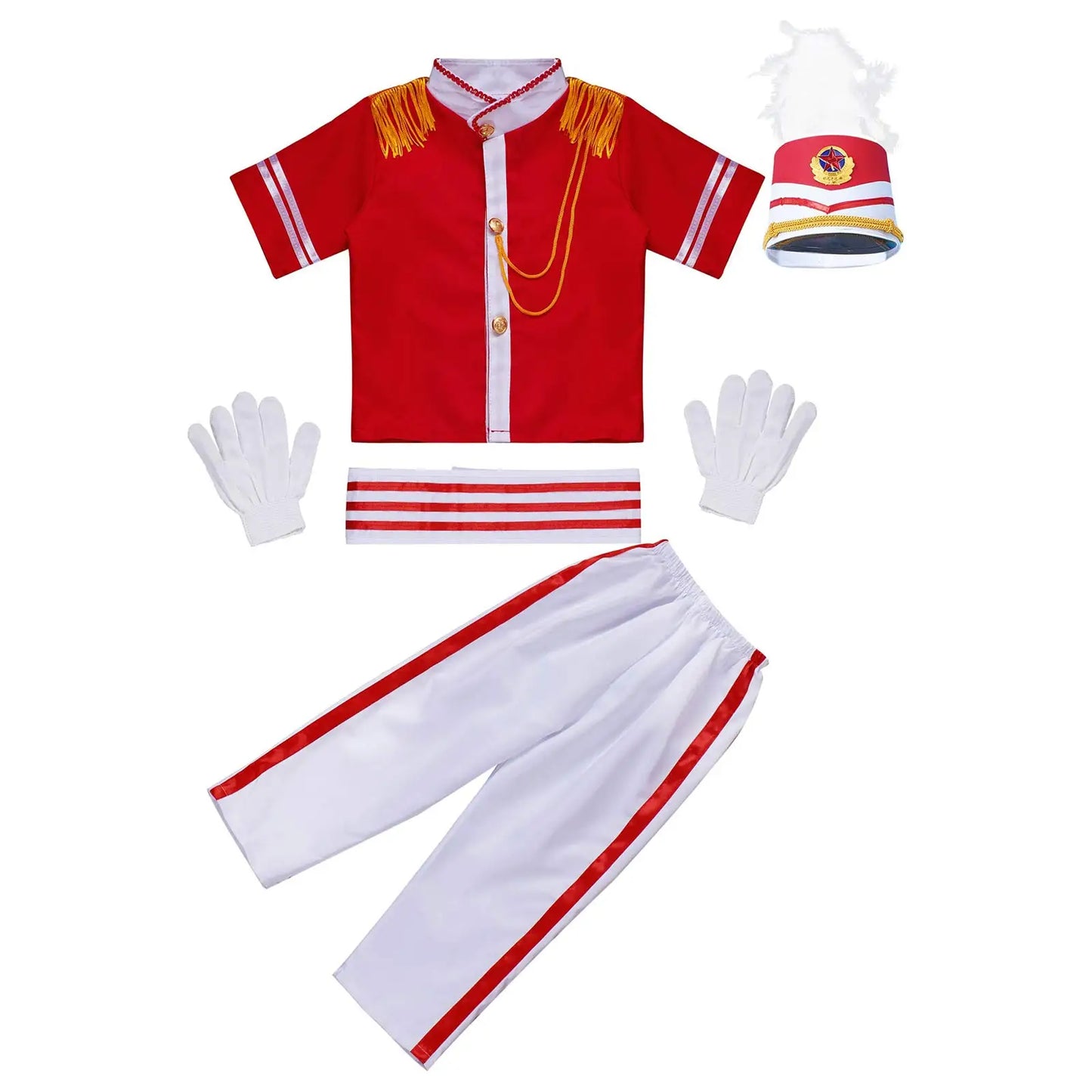 Boys/Girls Nutcracker Drum and Trumpet Team Costume (Age 4-12YRS) Red C