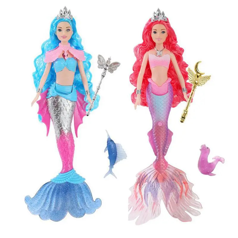 Mermaid Dolls – Music & Lighting Kids Toys | Colorful Hair (Pink, Blue, Red, Purple) | DIY Accessories