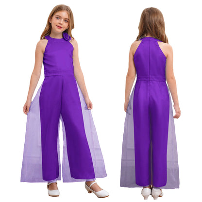 Girls Halter Neck Sleeveless Wide Leg Jumpsuit (6-14 YRS)