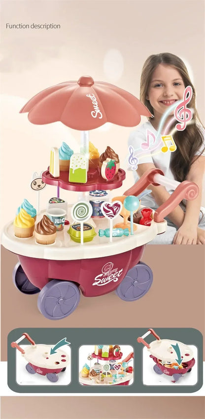 Children's Mini Candy Ice Cream Cart with Lighting Music Toy