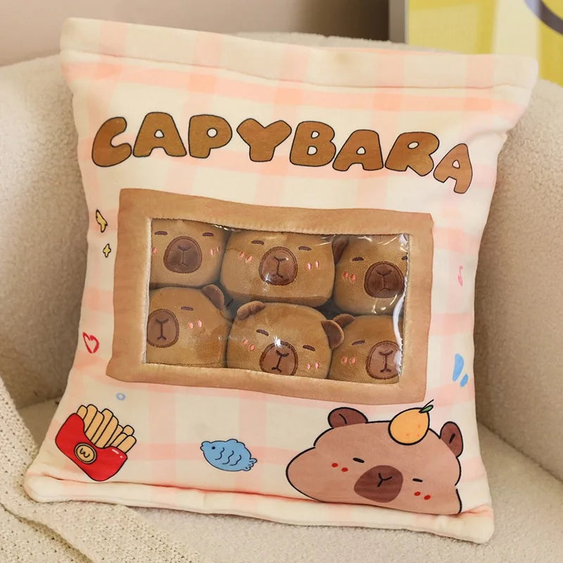 Plush Bag Of Capybara Snack Pudding Stuffed Toy - 35cmx45cm