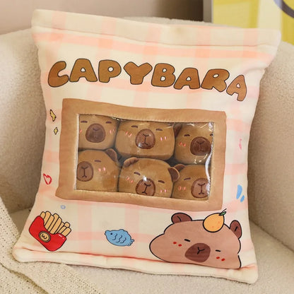Plush Bag Of Capybara Snack Pudding Stuffed Toy - 35cmx45cm