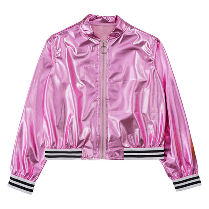 Girls Metallic Long Sleeve Zipper Jacket (Age 6-16 YRS)
