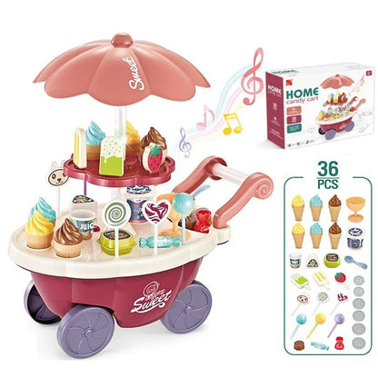 Children's Mini Candy Ice Cream Cart with Lighting Music Toy