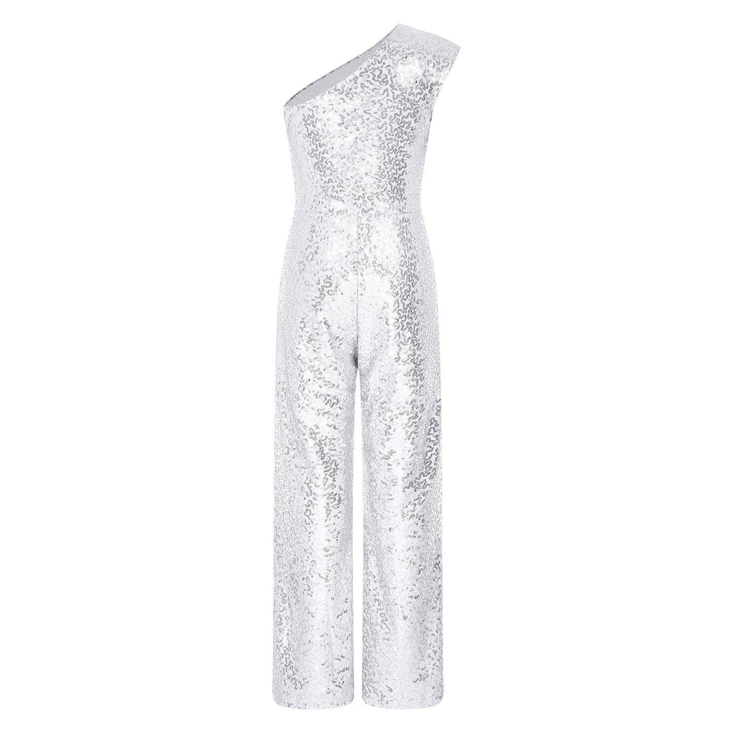Girls Sequin One Shoulder Jumpsuit (Age 6-16YRS)