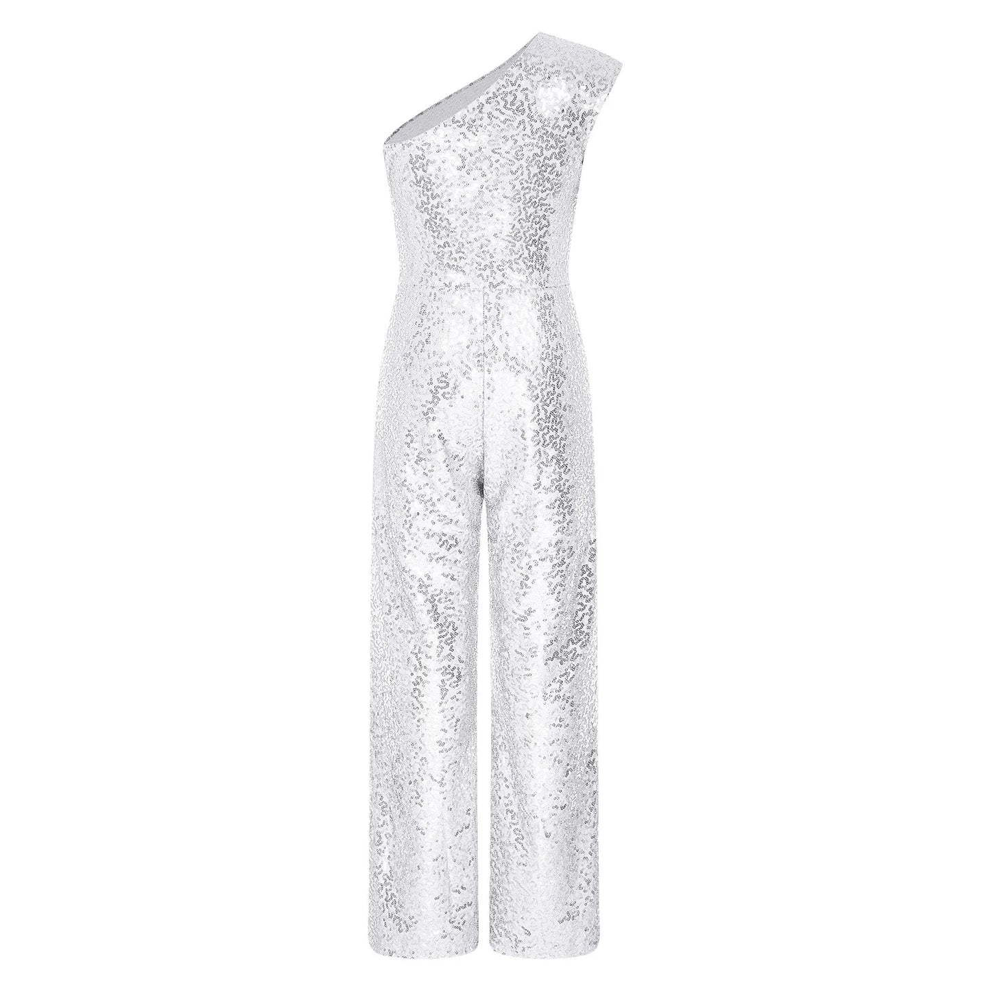 Girls Sequin One Shoulder Jumpsuit (Age 6-16YRS)