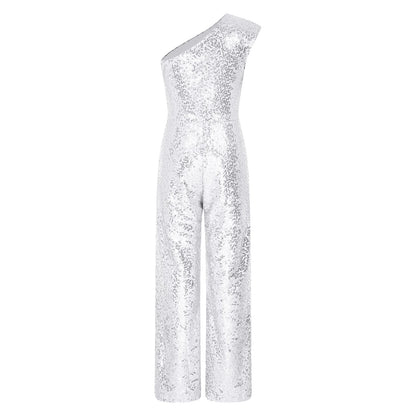 Girls Sequin One Shoulder Jumpsuit (Age 6-16YRS)