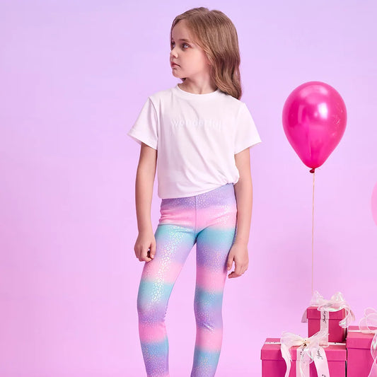 Girls Rainbow Stripe Leggings (Age 3-12YRS) Multi