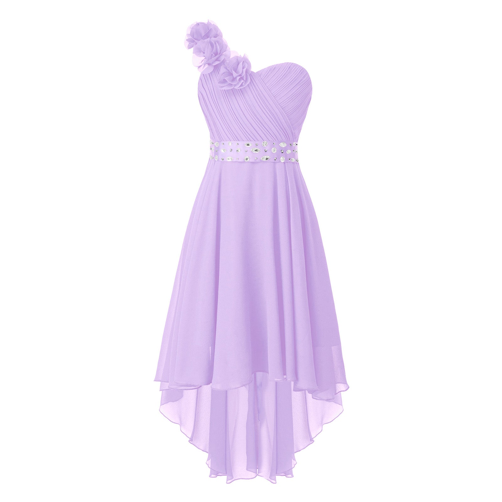 Girls One Shoulder Asymmetrical Hem Dress (Age 6-16 YRS)