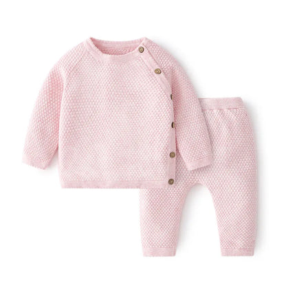 Baby Girls/Boys Cotton Tops & Trousers Knitted Set (Age Newborn-3YRS) Pink