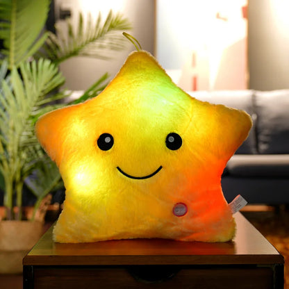 Plush LED Luminous Star Pillow Stuffed Toy 24x22cm Yellow