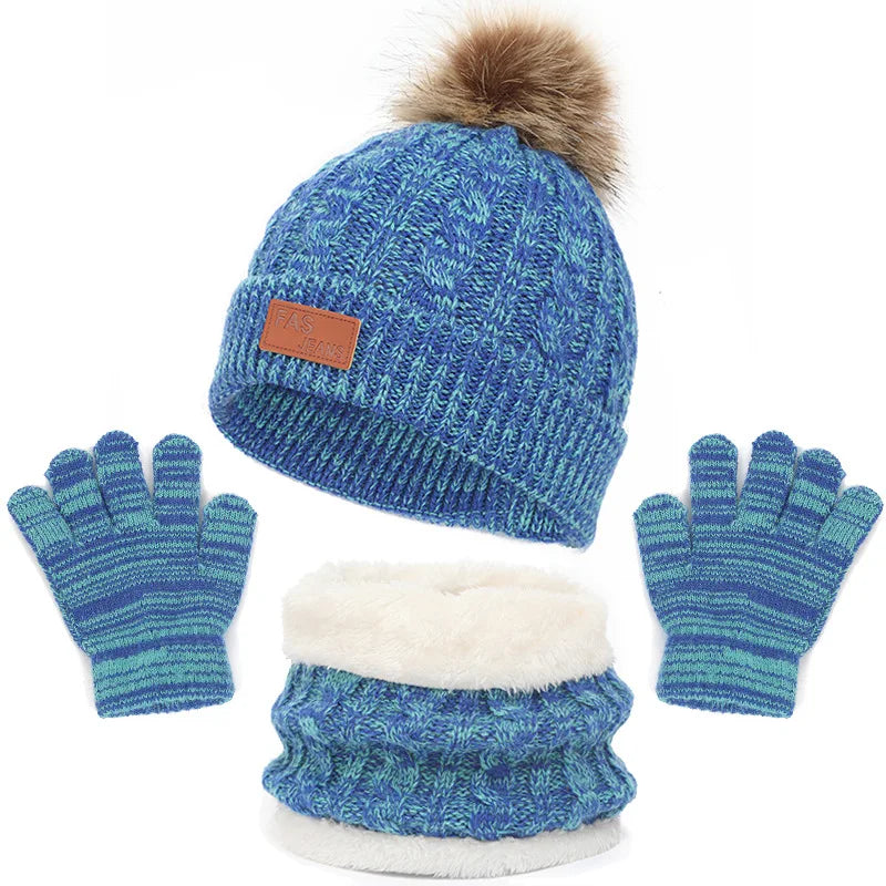 Baby/Toddler Hat Scarf & Gloves Set (Age 12M-5YRS) New Blue 1-5Y