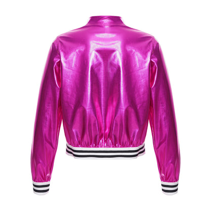 Girls Metallic Long Sleeve Zipper Jacket (Age 6-16 YRS)