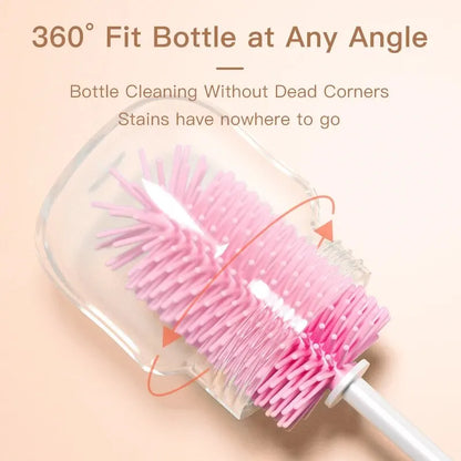 Silicone Baby Bottle Brush Cleaning 360 Degree Rotation