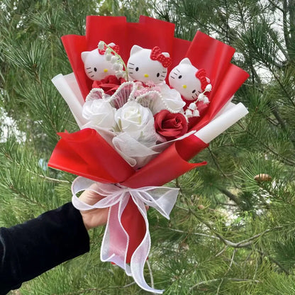 Hello Kitty Plush Flower Gift Bouquet – 35cm in Gift Box | Sanrio-Inspired Keepsake Arrangement