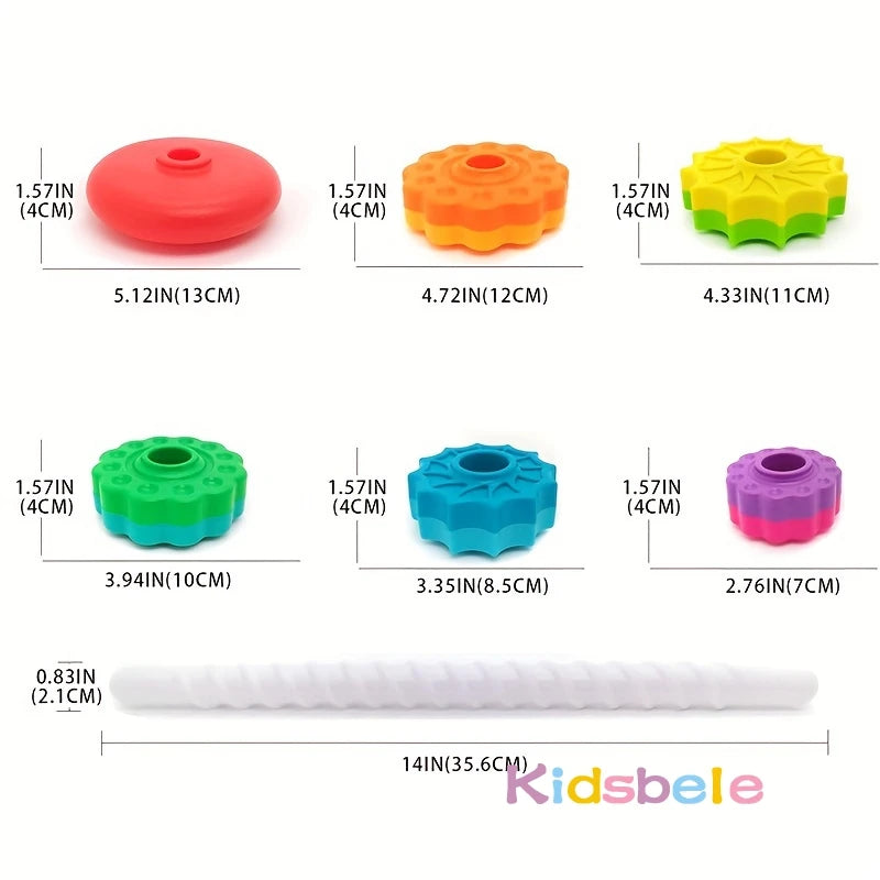 Rotating Rainbow Spinning Stacking Baby Toys