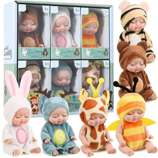 Mini Reborn Doll Kit – 6-Piece Sleeping Baby Princess Set with Clothes & Accessories