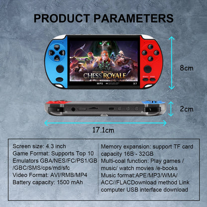 Gaminja X7 Handheld Game Console – 4.3" IPS Screen | Built-In 10,000 Retro Games | GBA, GBC, NES Compatible
