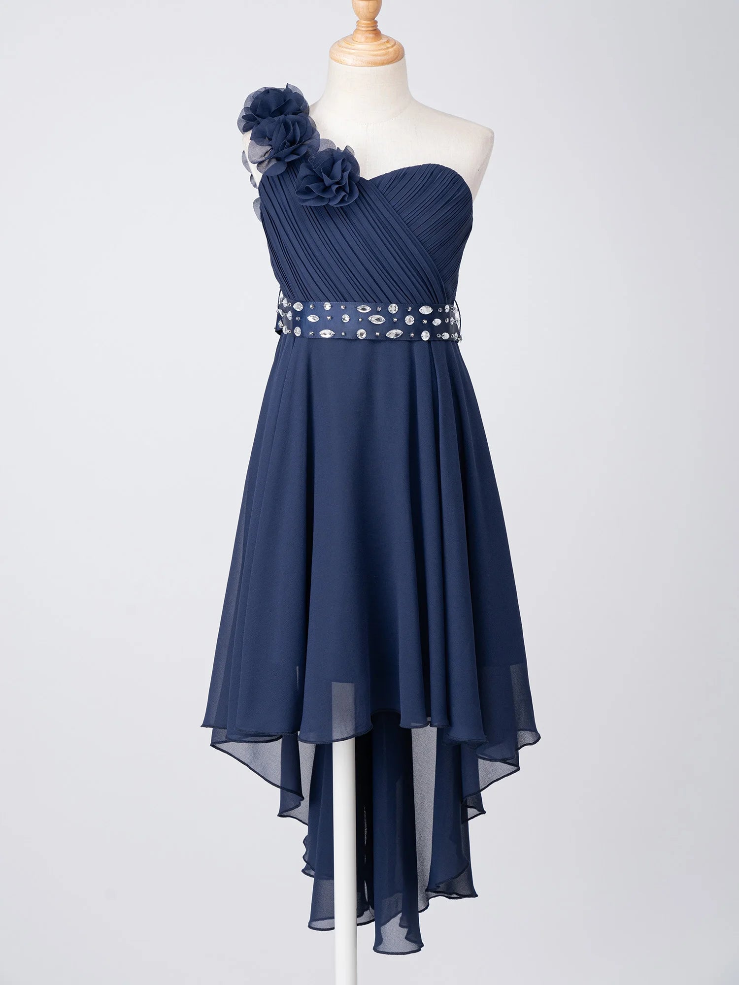 Girls One Shoulder Asymmetrical Hem Dress (Age 6-16 YRS)