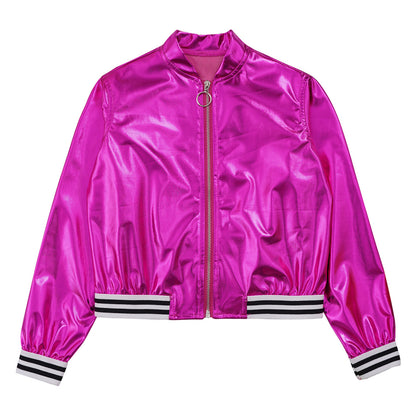 Girls Metallic Long Sleeve Zipper Jacket (Age 6-16 YRS)