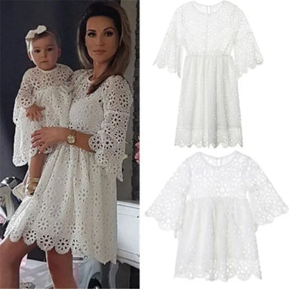 Mother & Daughter Matching White Dress (Mommy & Me) Mom XL