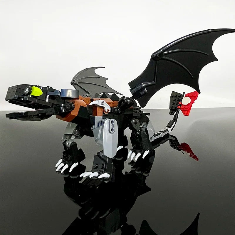 Toothless‑Style Dragon MOC Building Set | LEGO‑Compatible Construction Bricks for Kids & Collectors
