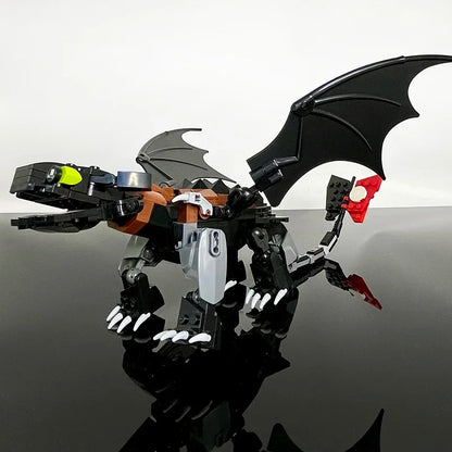 Toothless‑Style Dragon MOC Building Set | LEGO‑Compatible Construction Bricks for Kids & Collectors